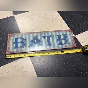 “Bath” Striped Metal Wall Sign